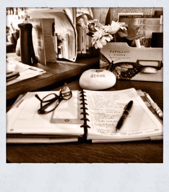 desk in sepia